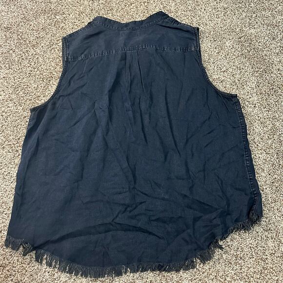 DL1961 Women's Gansevoort Sleeveless Denim Top Size L In Washed Black Overdye - Picture 3 of 10